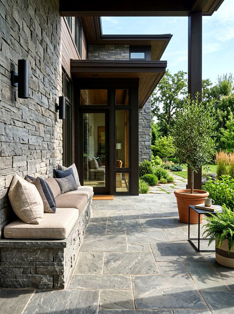 Stone modern porch - 30 modern front porch ideas