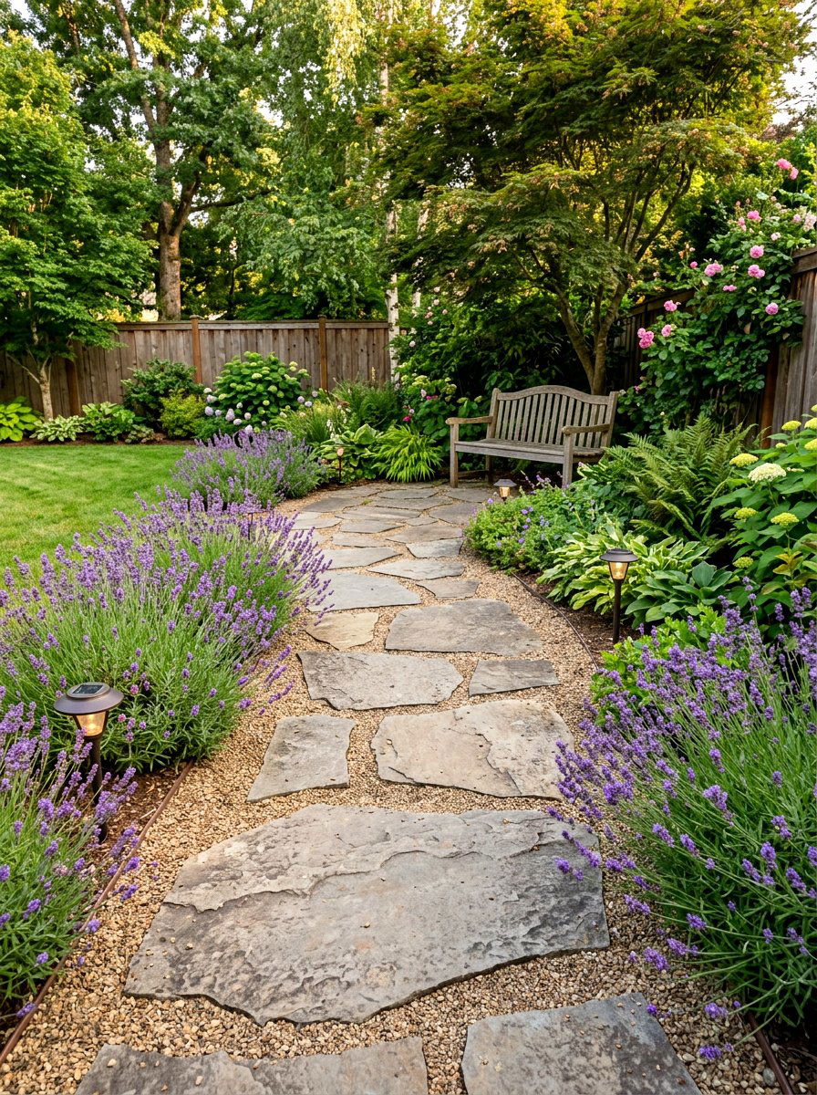 Stone path entrance - 30 backyard corner ideas