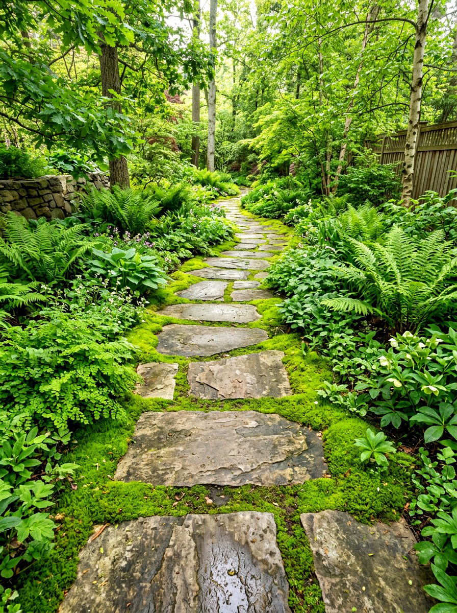 Stone path garden - 30 indoor courtyard garden ideas