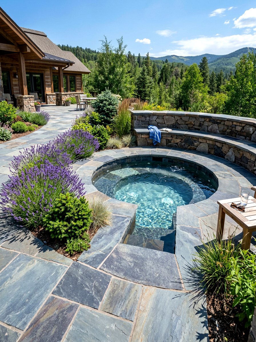 Stone paver hot tub - 30 small hot tub patio ideas