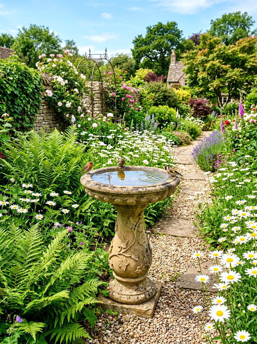 Stone pedestal bird bath - 30 front yard bird bath ideas