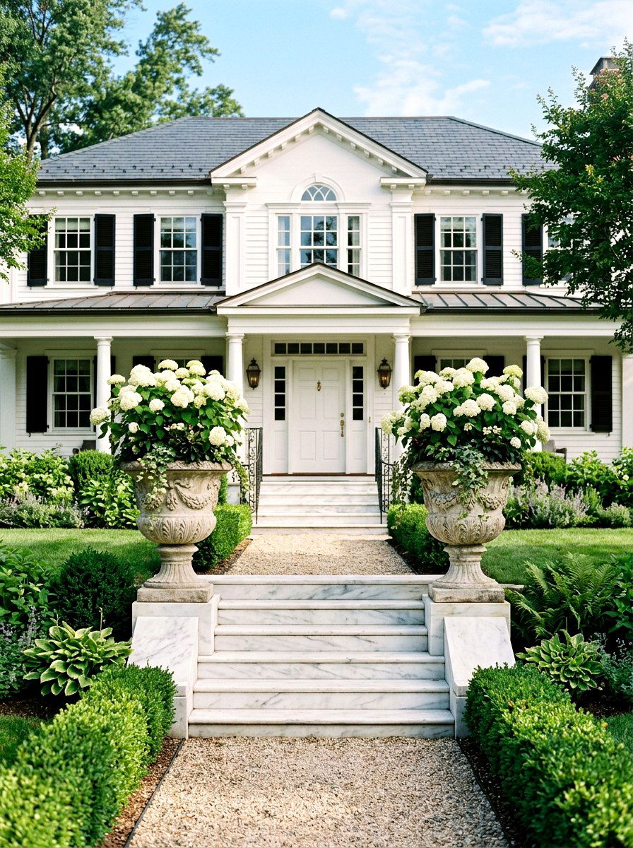 Stone pedestal planters - 30 porch step planter ideas