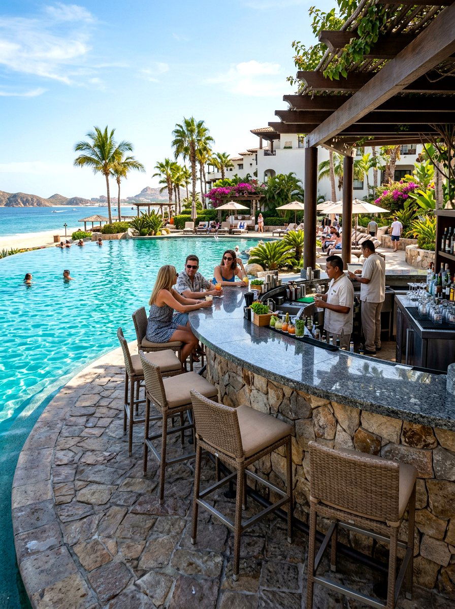 Stone pool bar - 30 backyard bar ideas