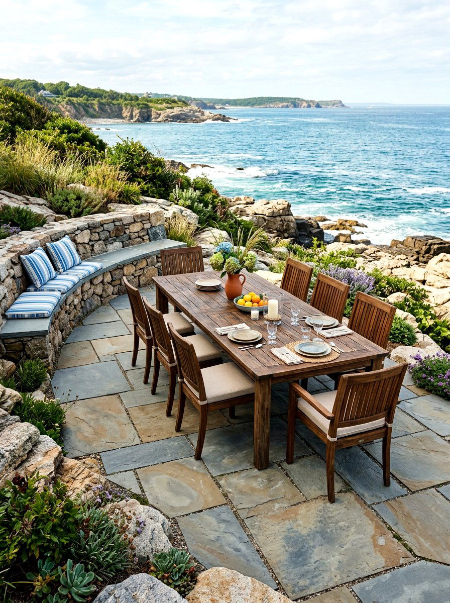Stone seaside patio - 30 beach house patio ideas