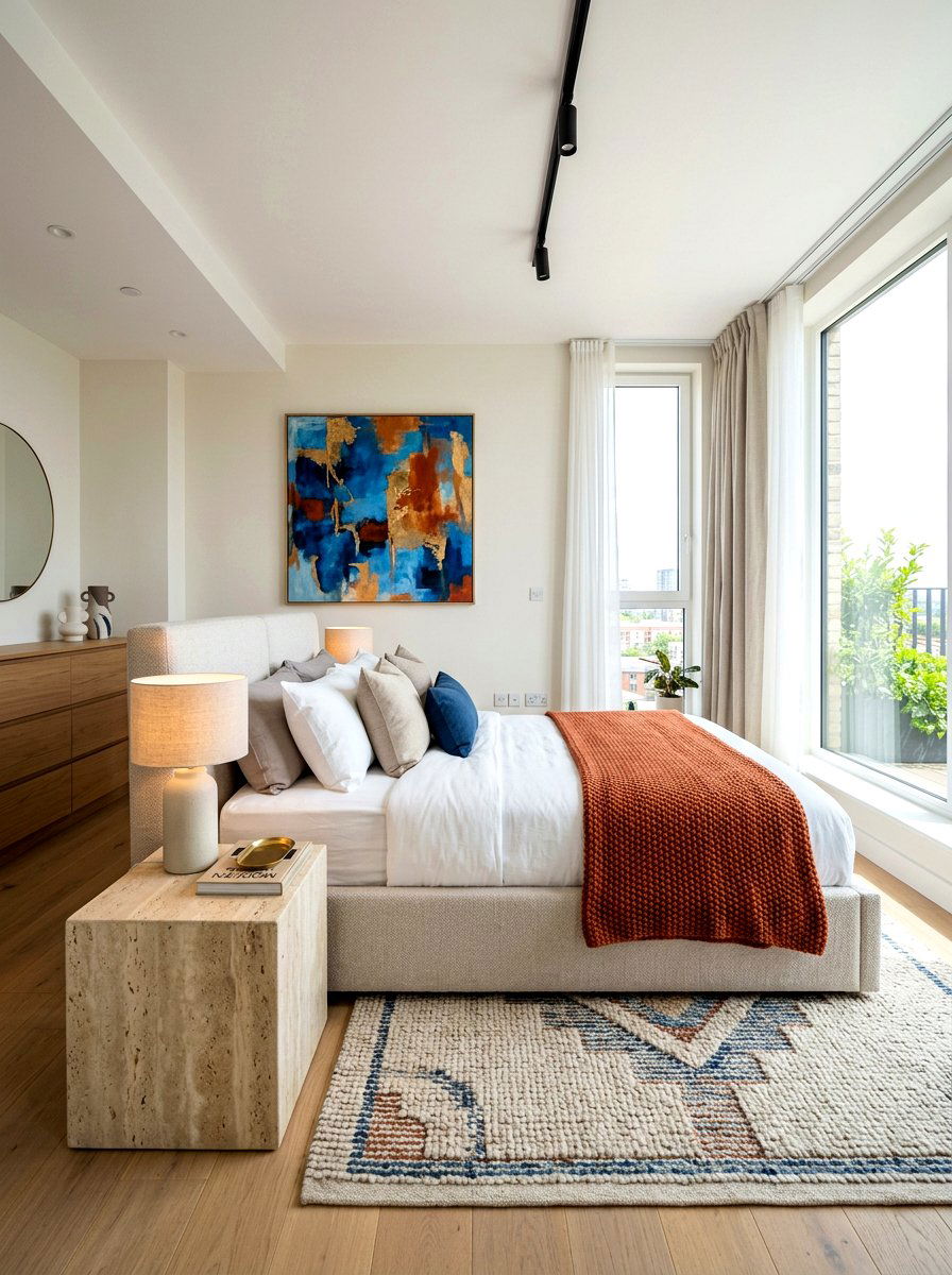 Stone side table - 30 tactile bedroom decor ideas