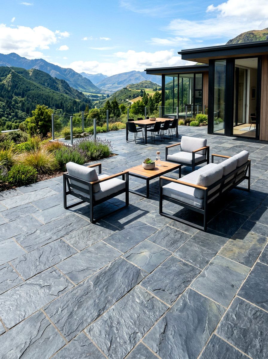 Stone terrace flooring - 30 terrace lounge ideas aesthetic
