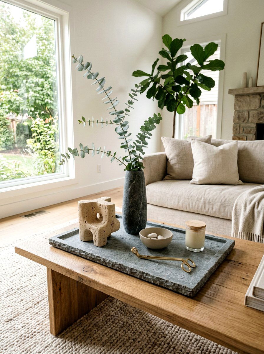 Stone tray styling - 30 coffee table tray styling ideas