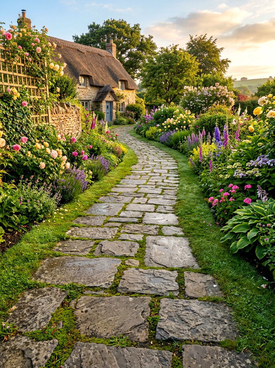 Stone walkway path - 30 curb appeal landscaping ideas