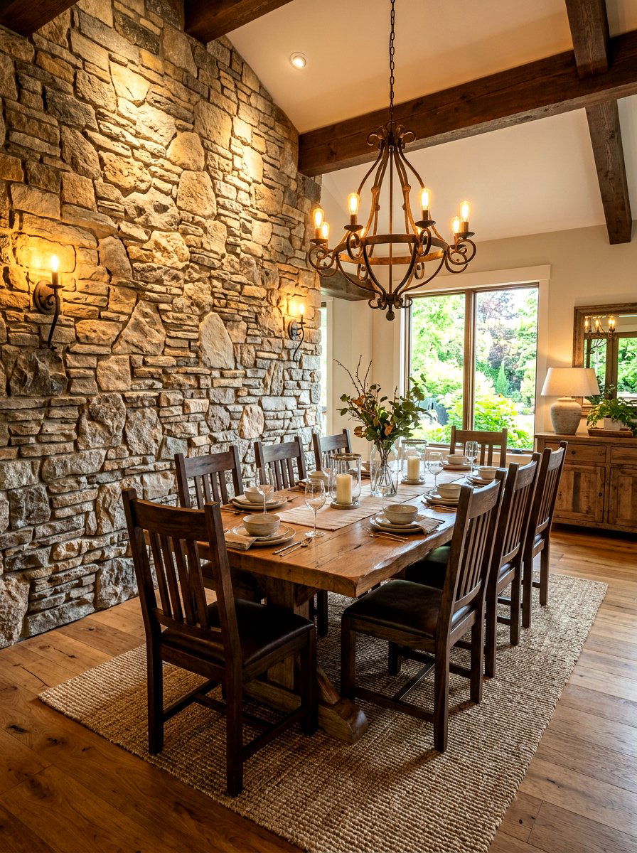 Stone wall dining room - 30 Mediterranean dining room ideas