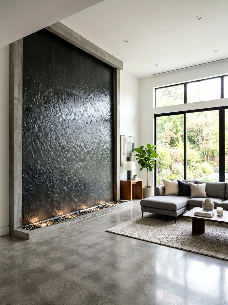 Stone wall indoor fountain - 30 indoor fountain decor ideas