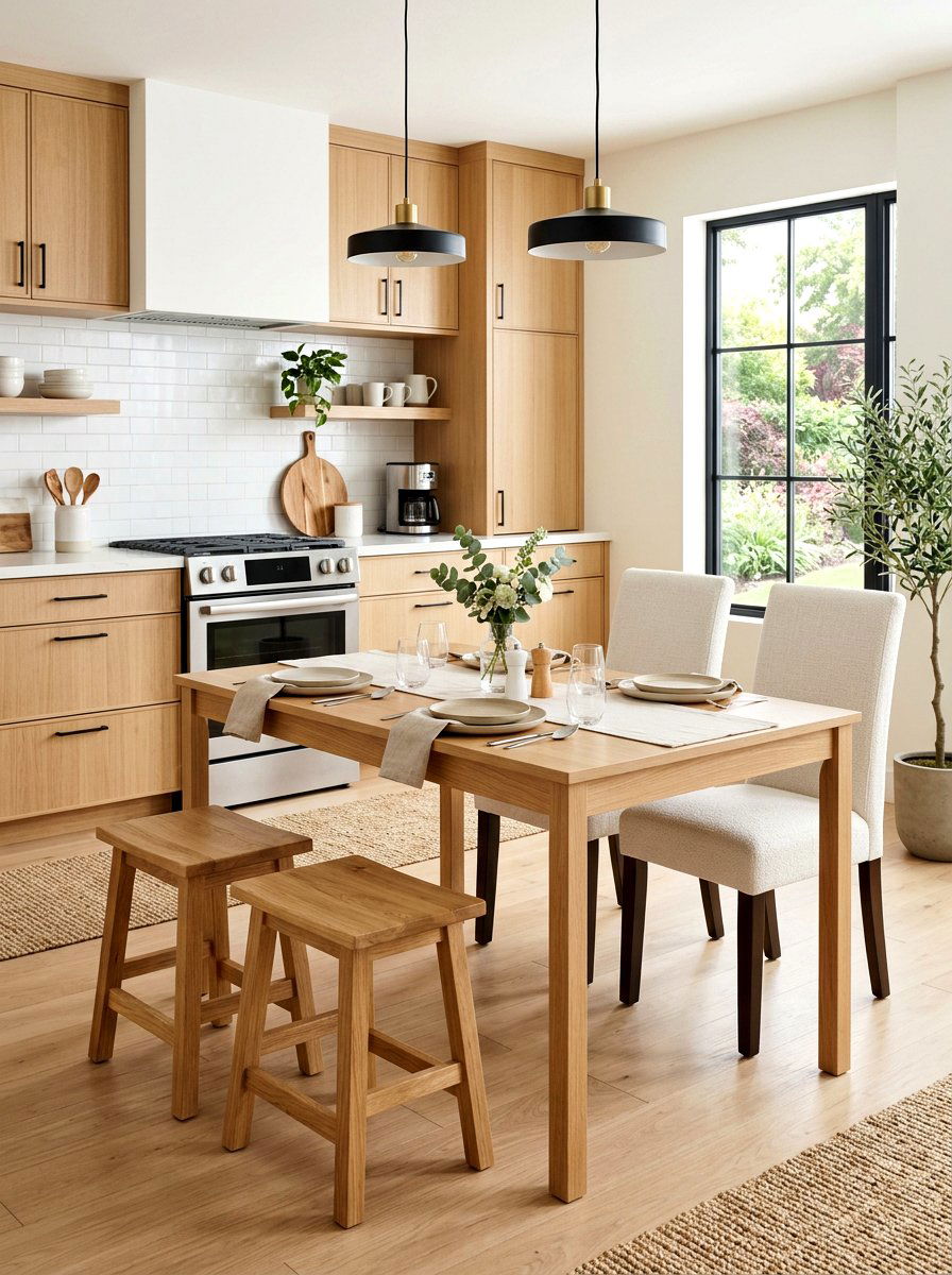 Stools Mixed With Standard Chairs - 30 mixed dining seating ideas