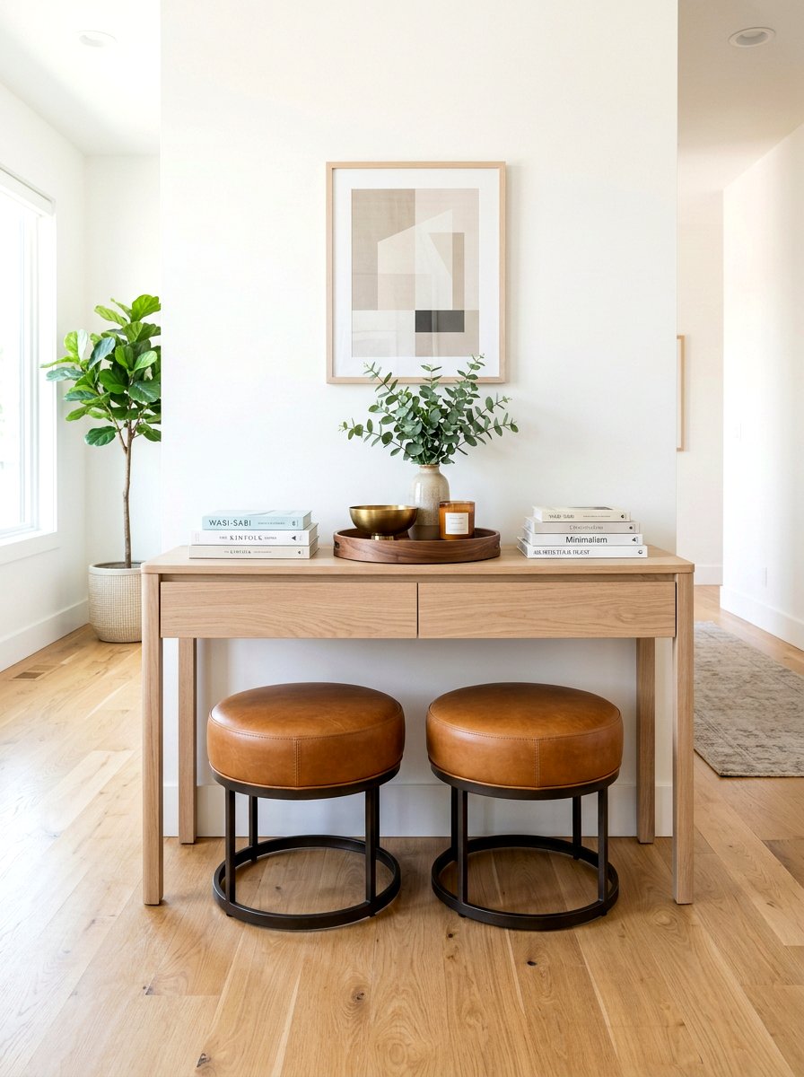 Stools Tucked Under Console - 30 console table entry ideas
