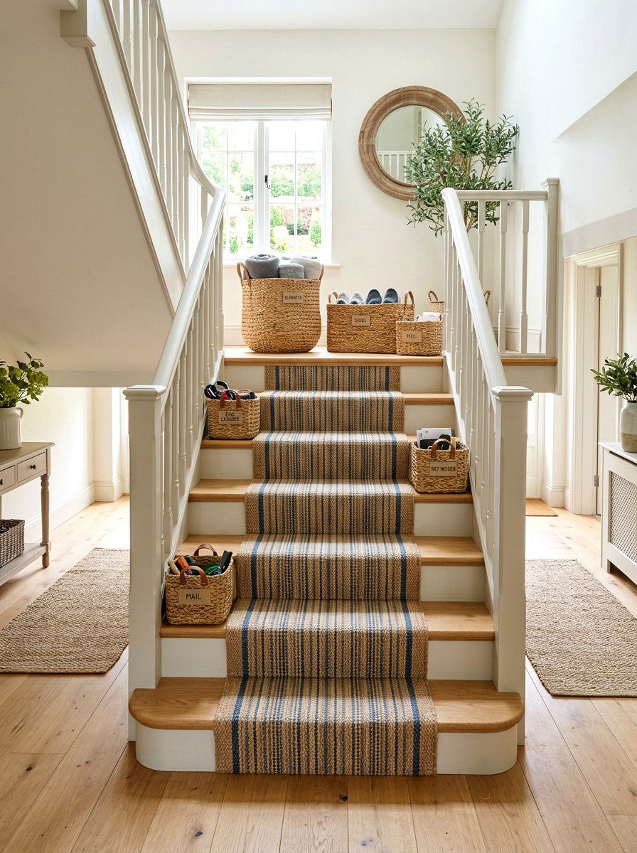 Storage Baskets - 30 staircase decor ideas