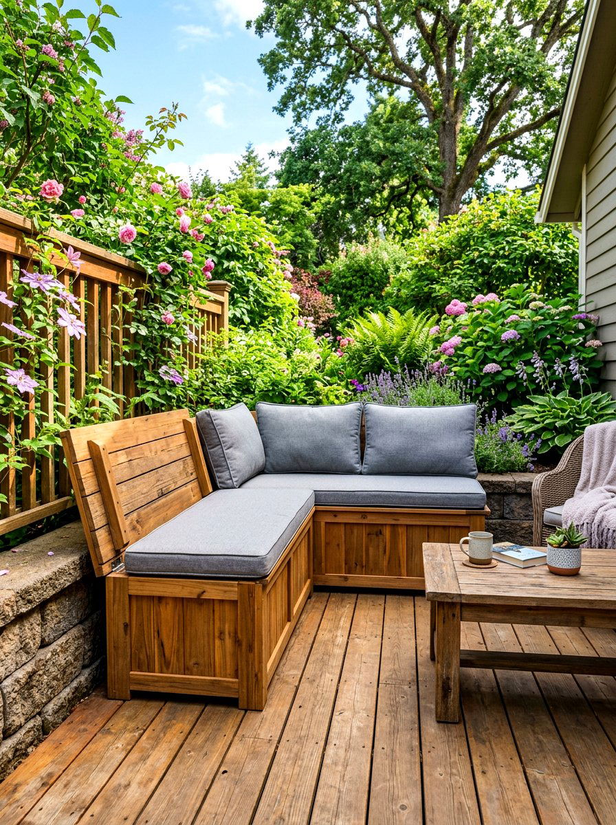Storage Bench For Deck Corner - 30 deck corner seating ideas