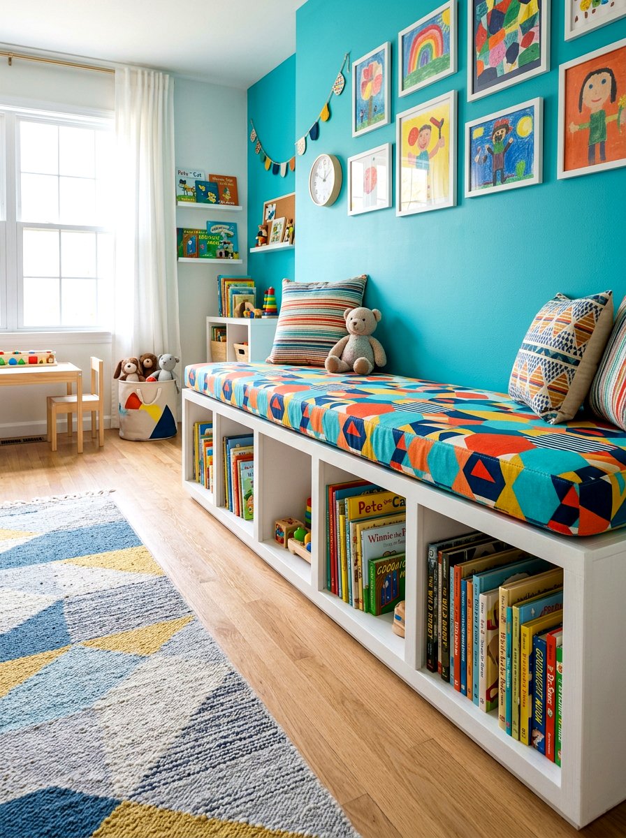 Storage Bench Seat - 30 kids reading den ideas