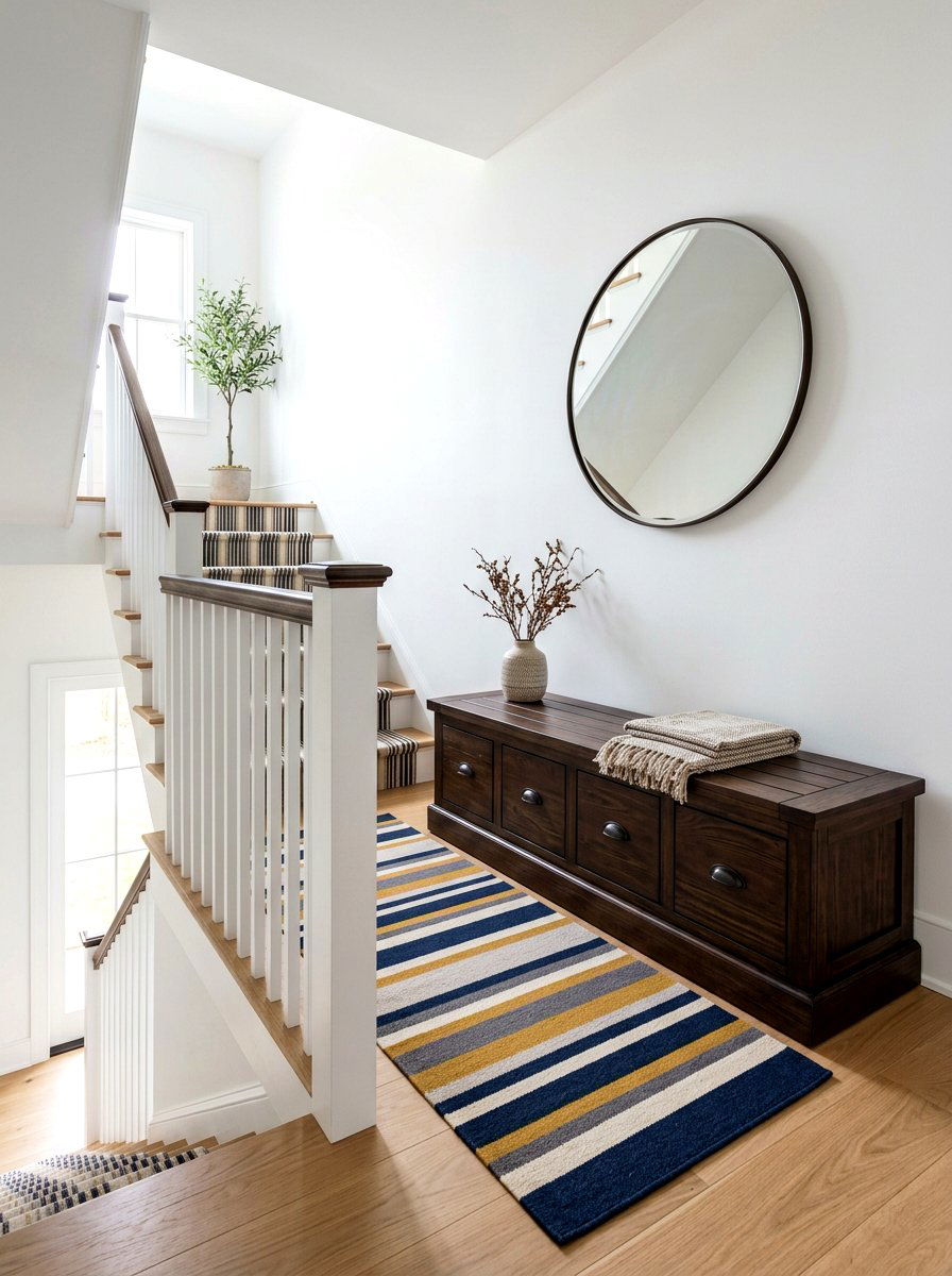 Storage Bench Stair Landing - 30 stair landing ideas