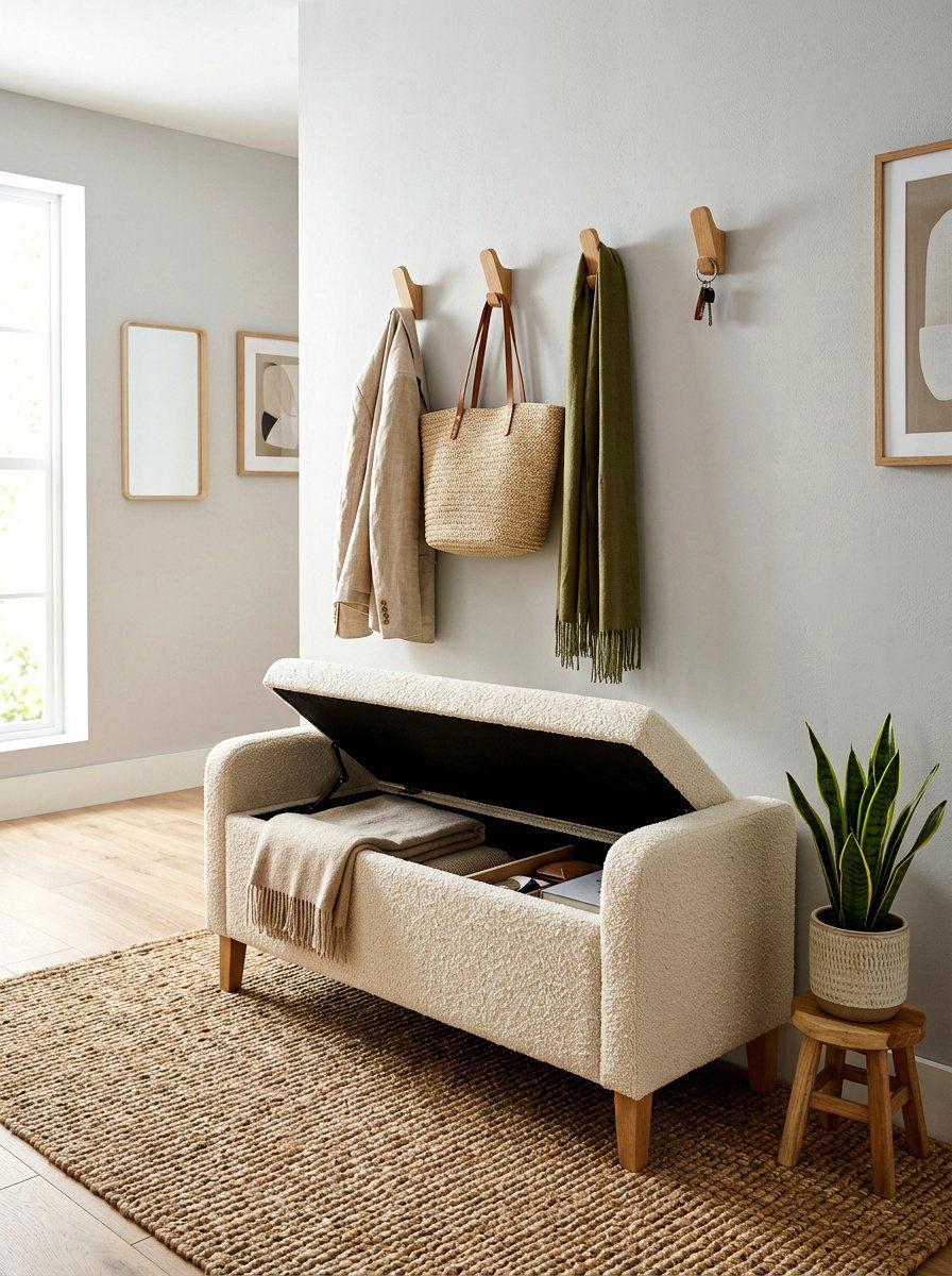 Storage Boucle Bench - 30 boucle entry bench ideas