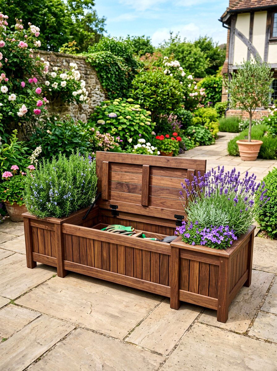 Storage Deck Bench Planter - 30 deck planter bench ideas