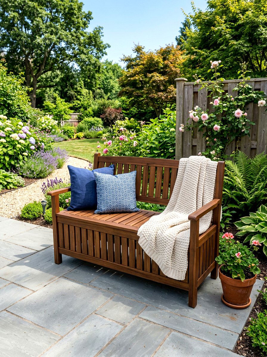 Storage Garden Bench - 30 garden reading bench ideas