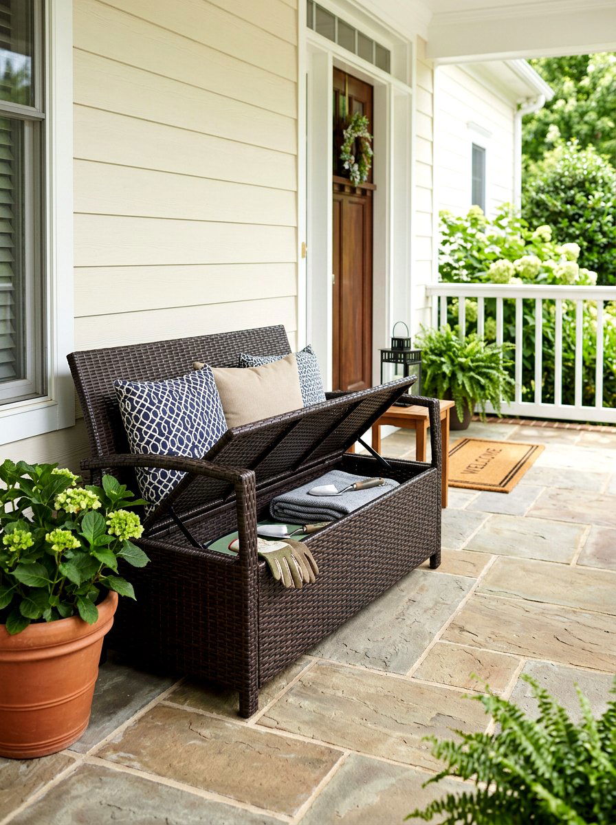 Storage Garden Bench - 30 front yard bench ideas