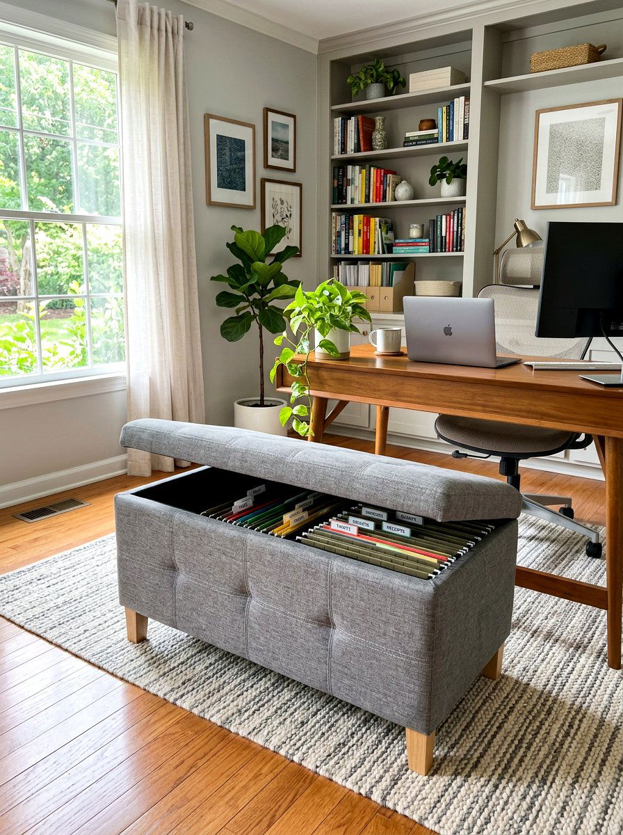 Storage Ottoman - 30 organizing a home office ideas