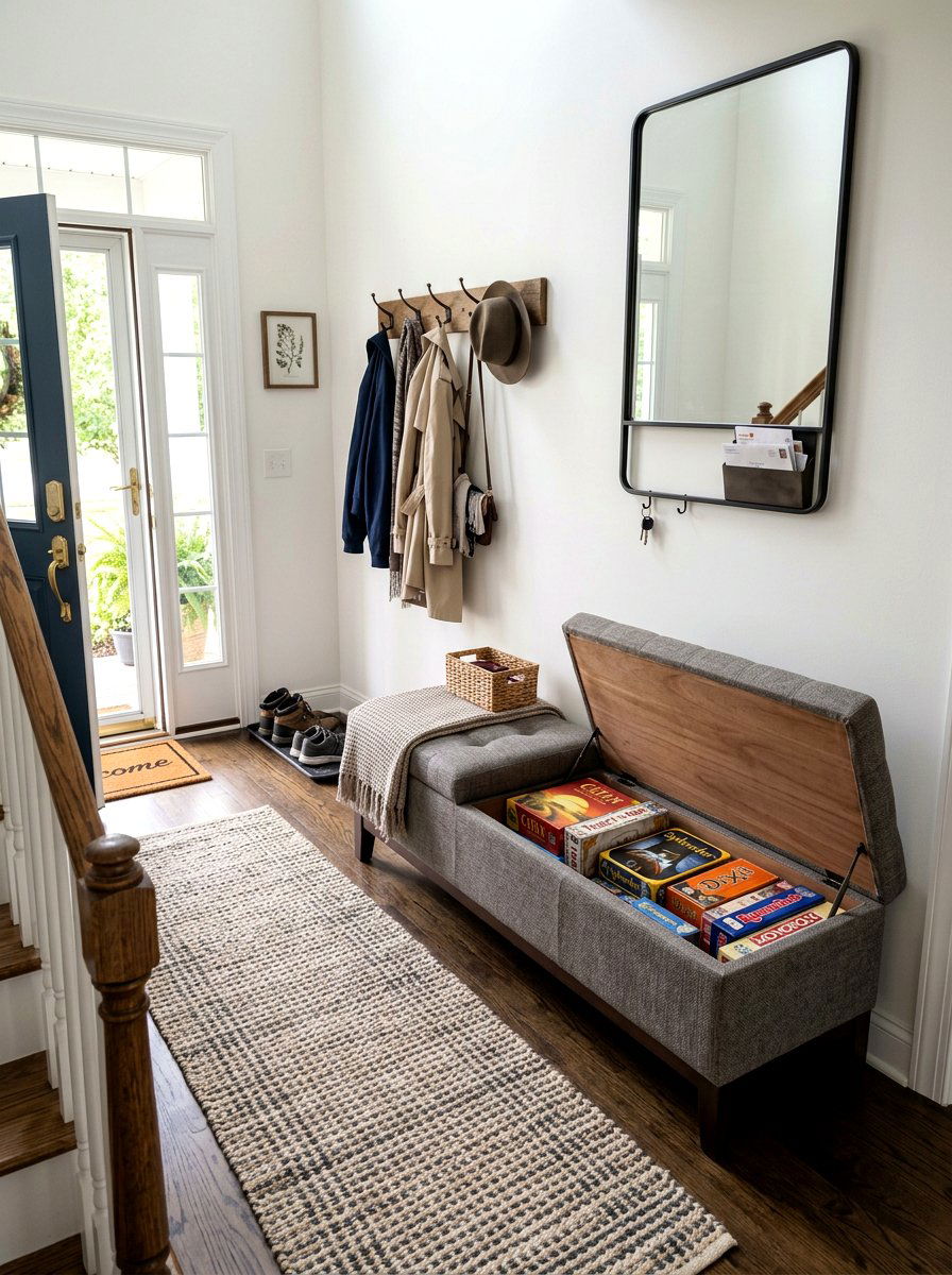 Storage Ottoman Bench - 30 board game storage ideas