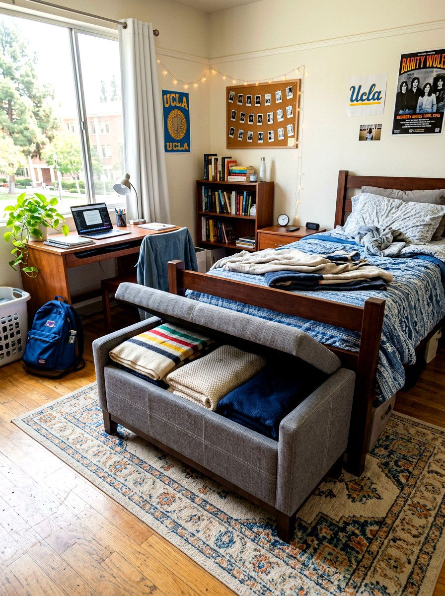Storage Ottoman Bench - 30 dorm storage ideas