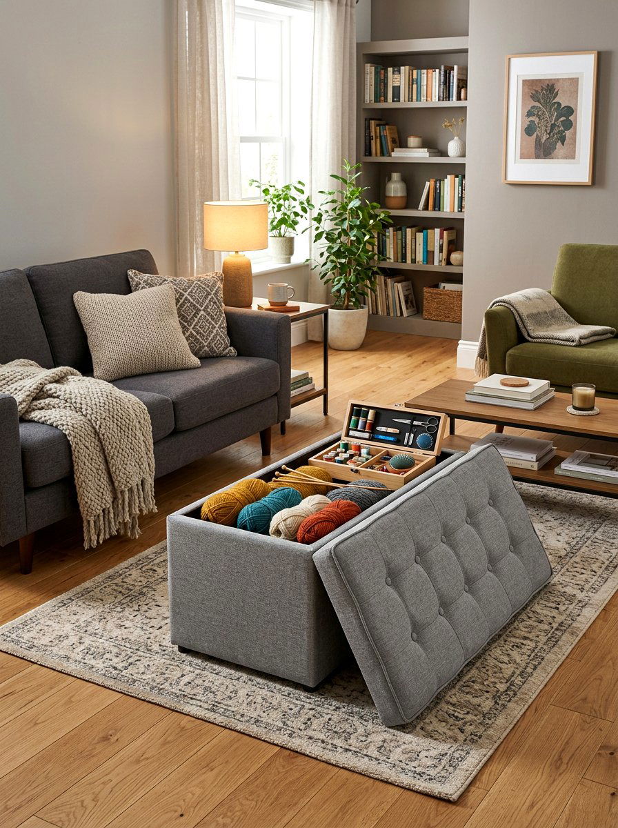 Storage Ottoman Lid - 30 craft supply storage ideas