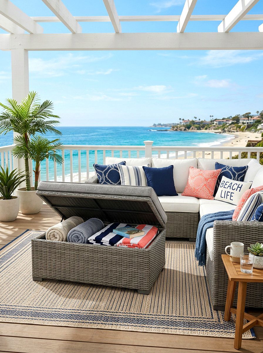 Storage Ottoman - 30 deck storage ideas