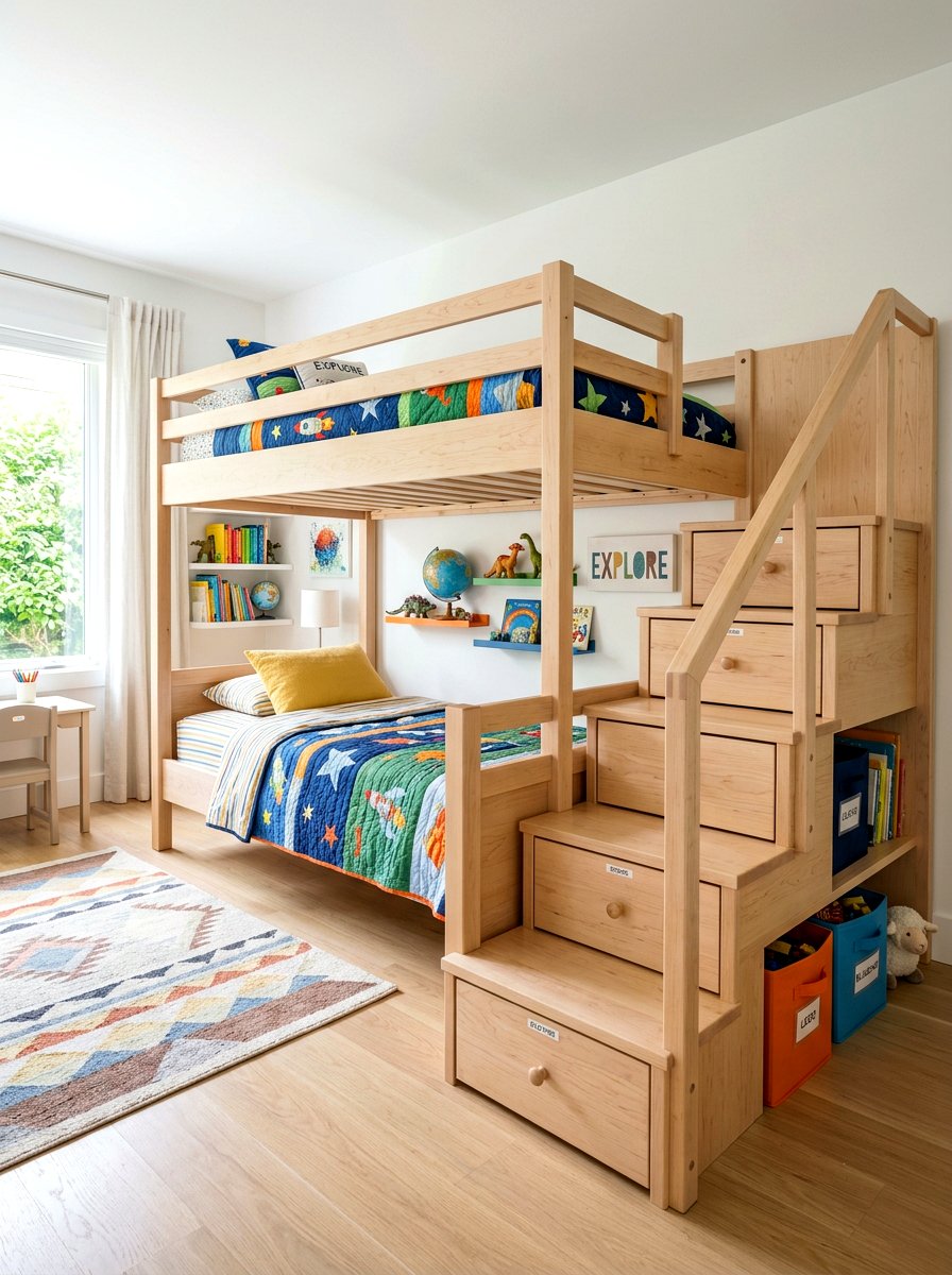 Storage Stair Bunk Bed - 30 bunk room ideas