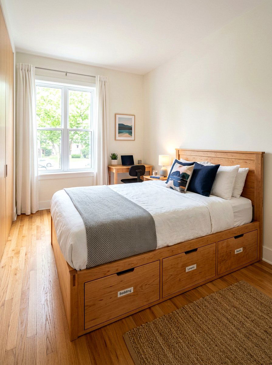 Storage Wood Platform Bed - 30 wood bed frame ideas