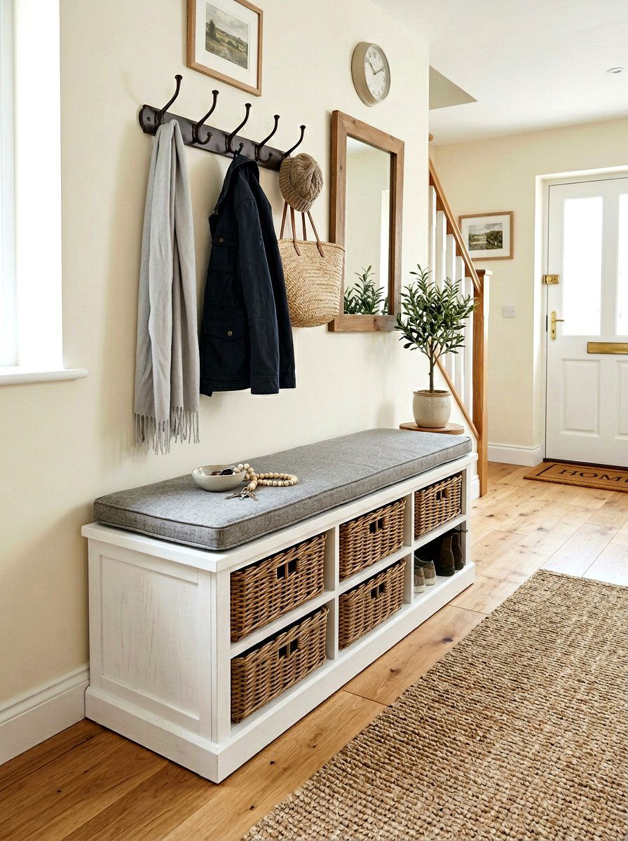 Storage bench for entry - 30 rental entryway ideas