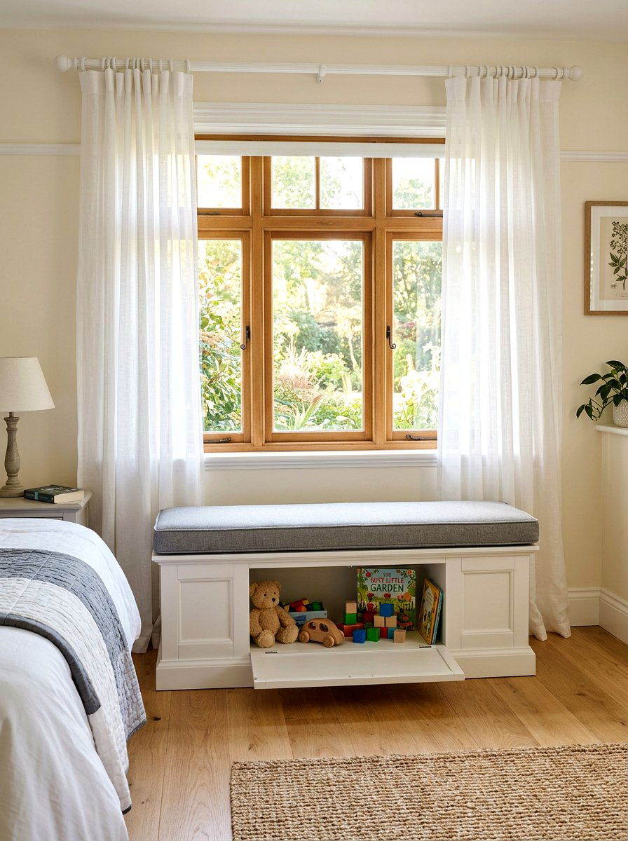 Storage bench - 30 stuffed animal storage ideas