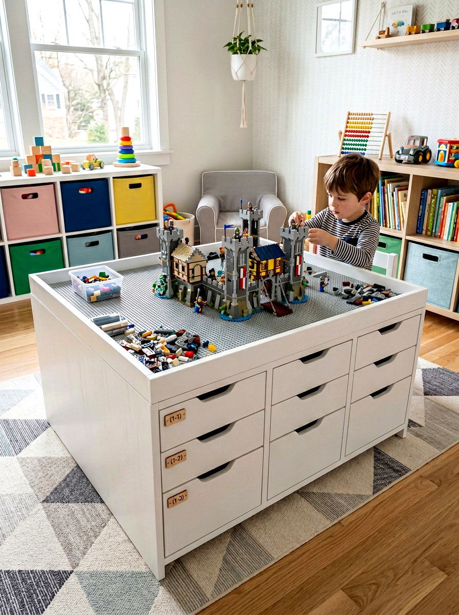 Storage drawer lego table - 30 lego table ideas