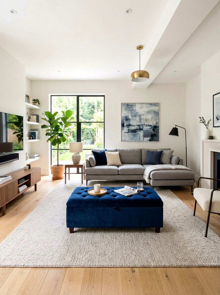 Storage ottoman for living room - 30 small apartment storage ideas