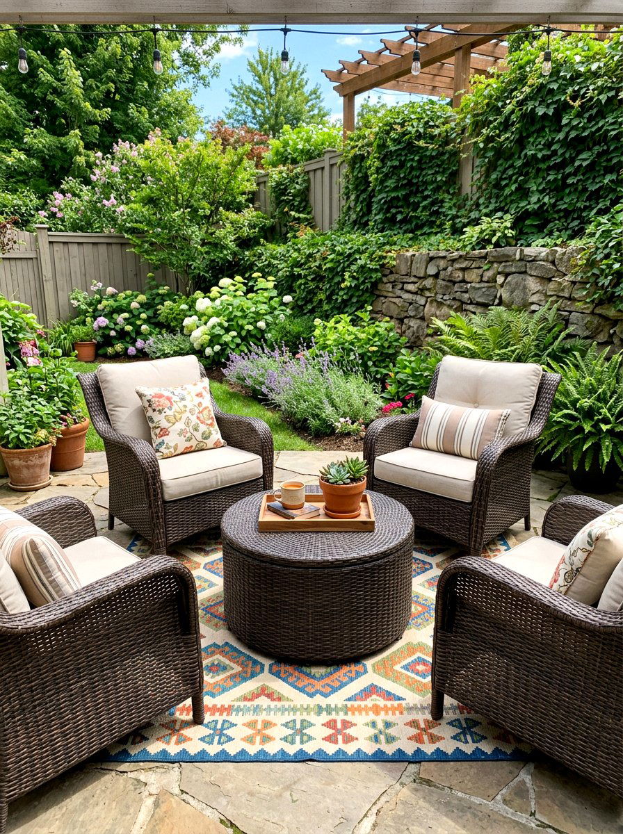 Storage ottoman for patio - 30 outdoor blanket storage ideas