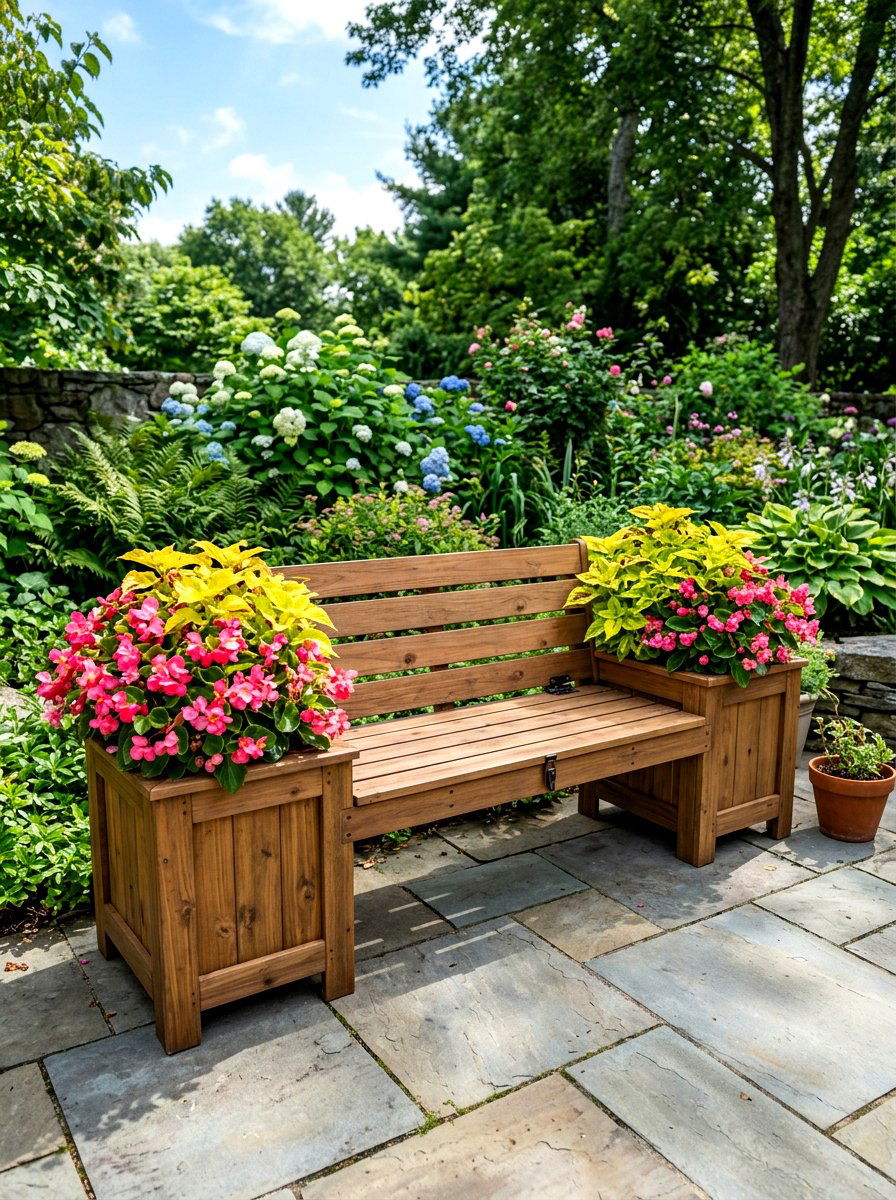 Storage planter bench - 30 patio bench with planter ideas