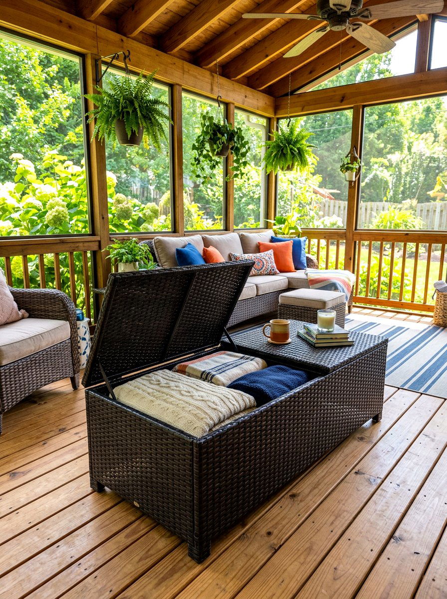 Storage porch coffee table - 30 porch coffee table ideas