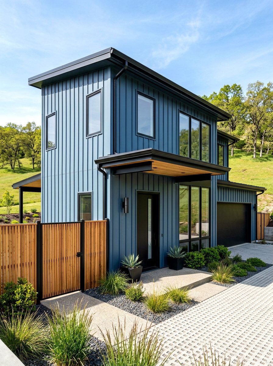 Storm blue vertical siding - 30 blue house exterior ideas