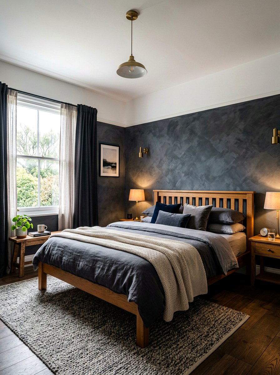 Stormy Gray Wall - 30 cloud inspired bedroom ideas