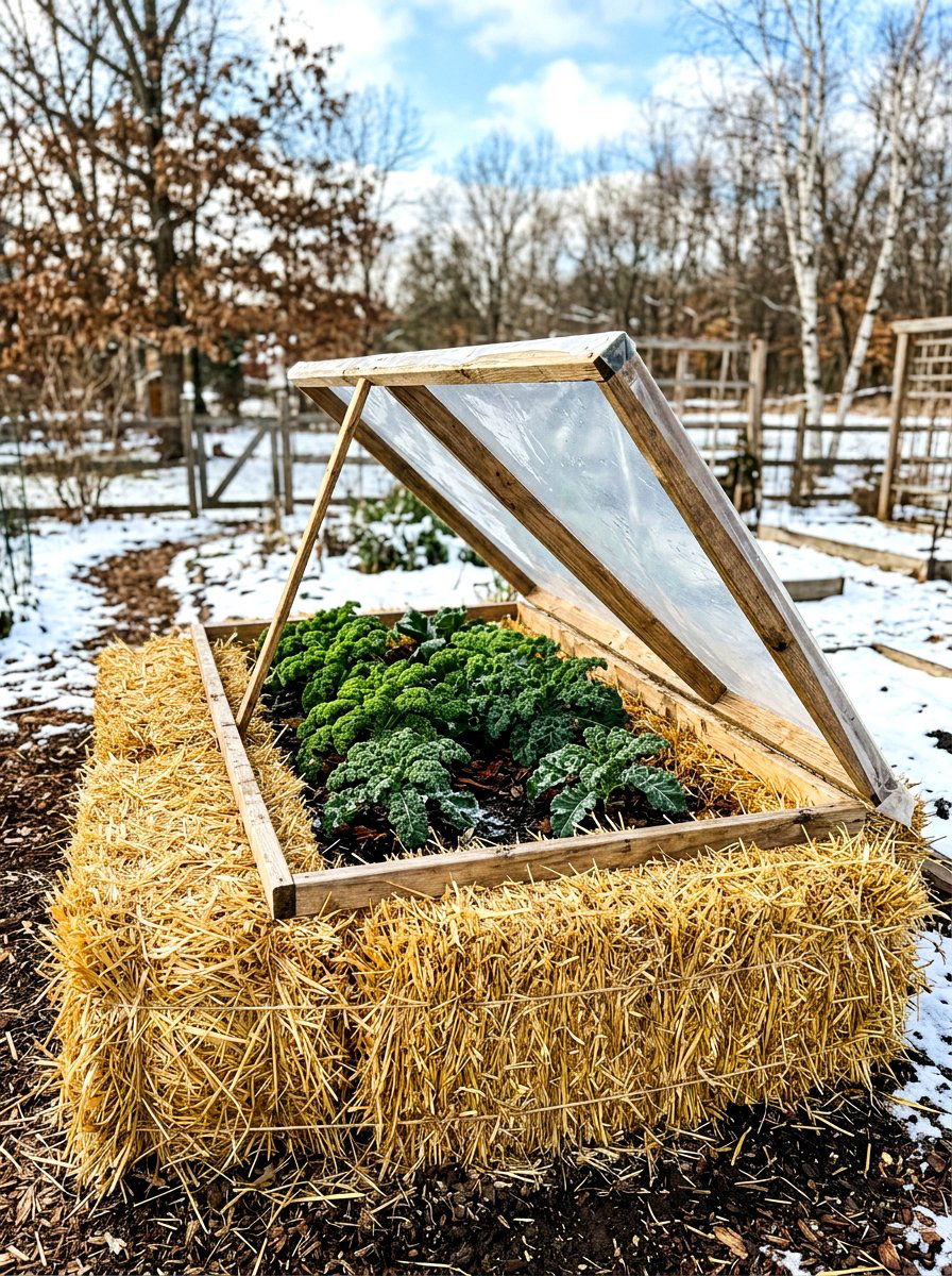 Straw Bale Cold Frame - 30 cold frame garden ideas