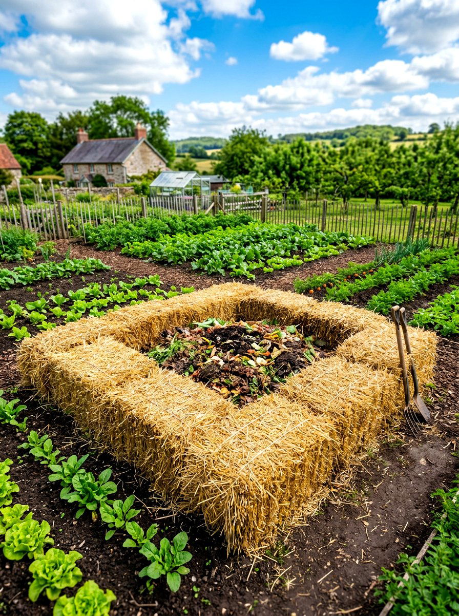 Straw Bale Composting Area - 30 compost corner ideas