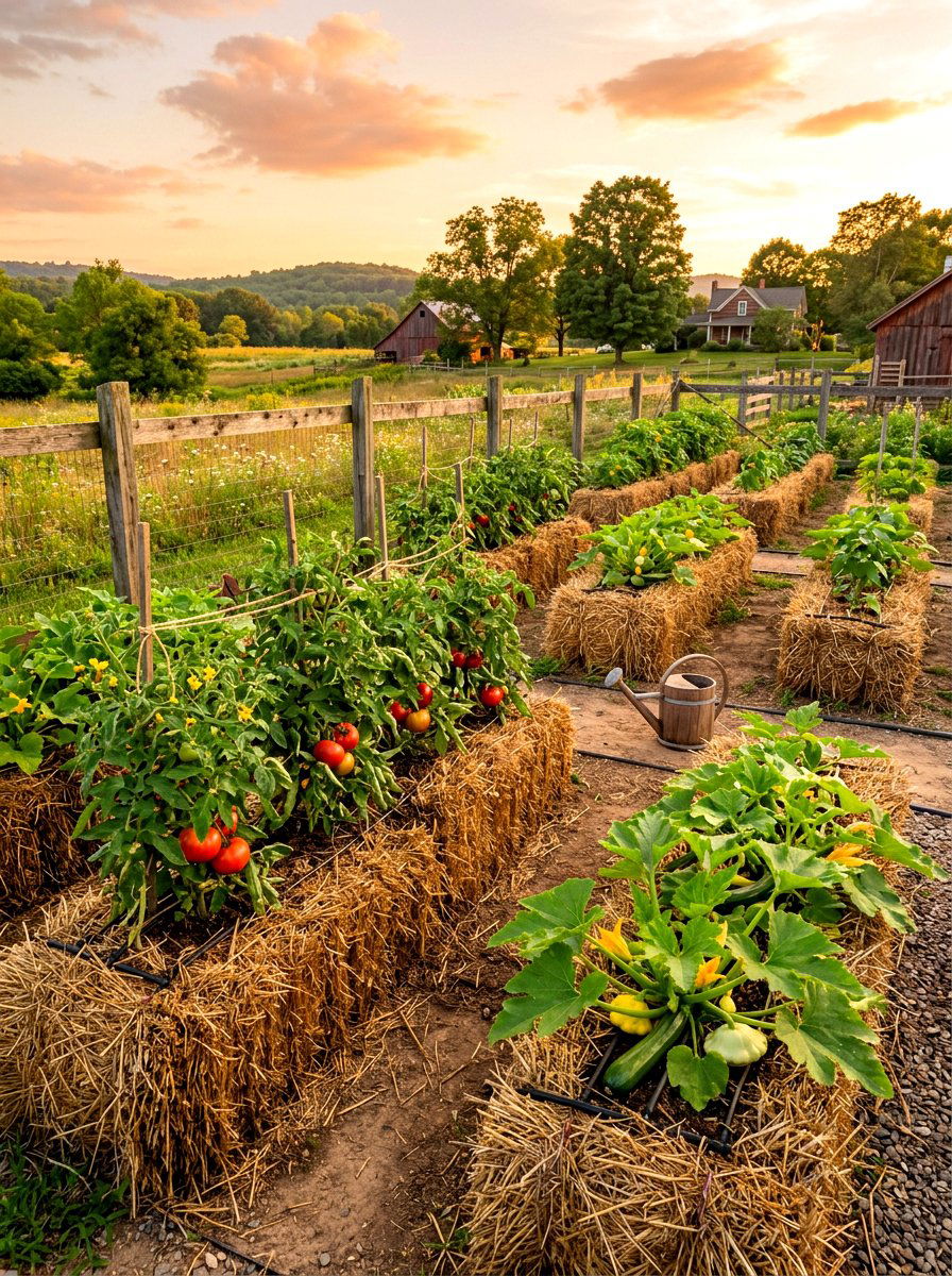 Straw Bale Garden - 30 organic vegetable garden ideas