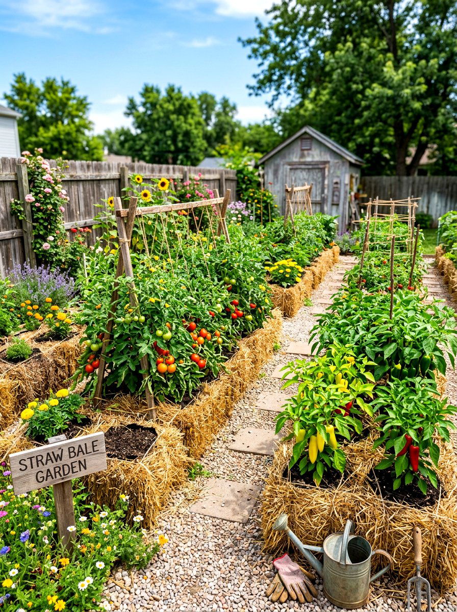 Straw Bale Garden - 30 vegetable garden layout ideas
