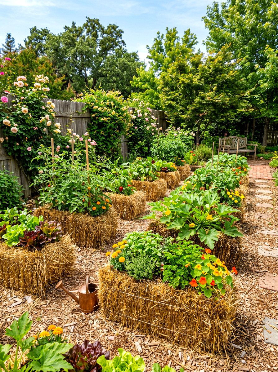 Straw Bale Garden - 30 easy vegetable garden ideas