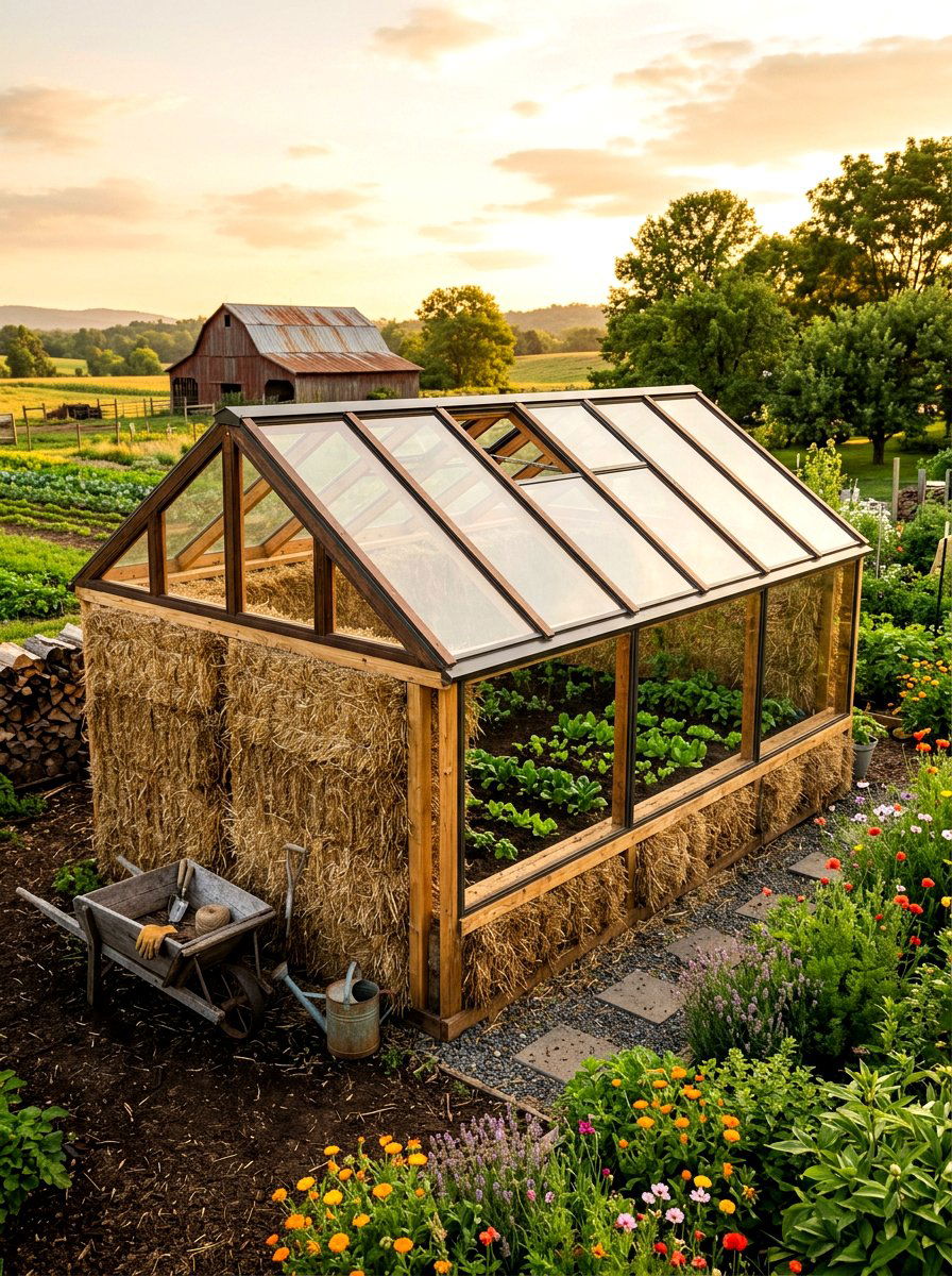 Straw Bale Greenhouse - 30 budget greenhouse ideas