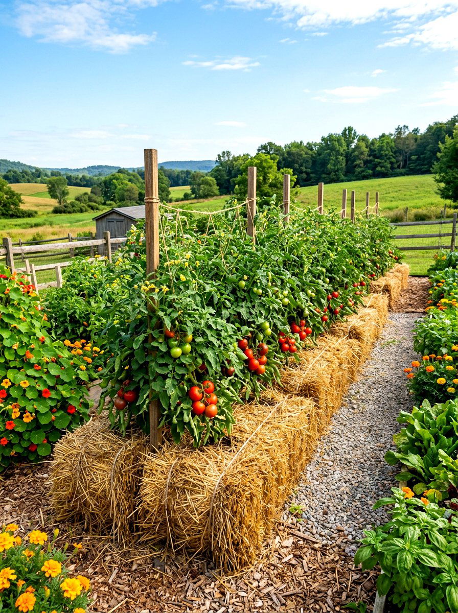 Straw Bale Vegetable Garden - 30 small vegetable garden ideas