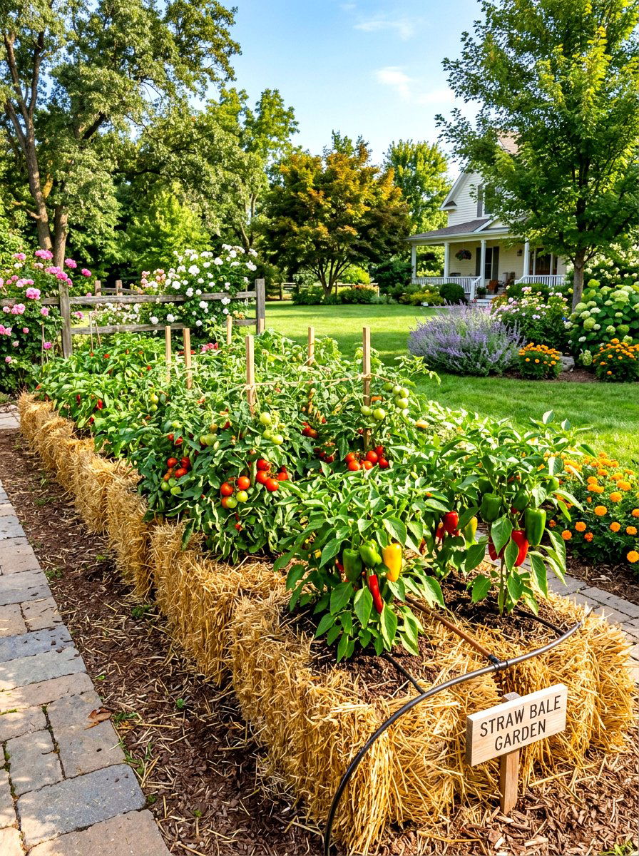 Straw Bale Vegetable Garden - 30 year round vegetable garden ideas