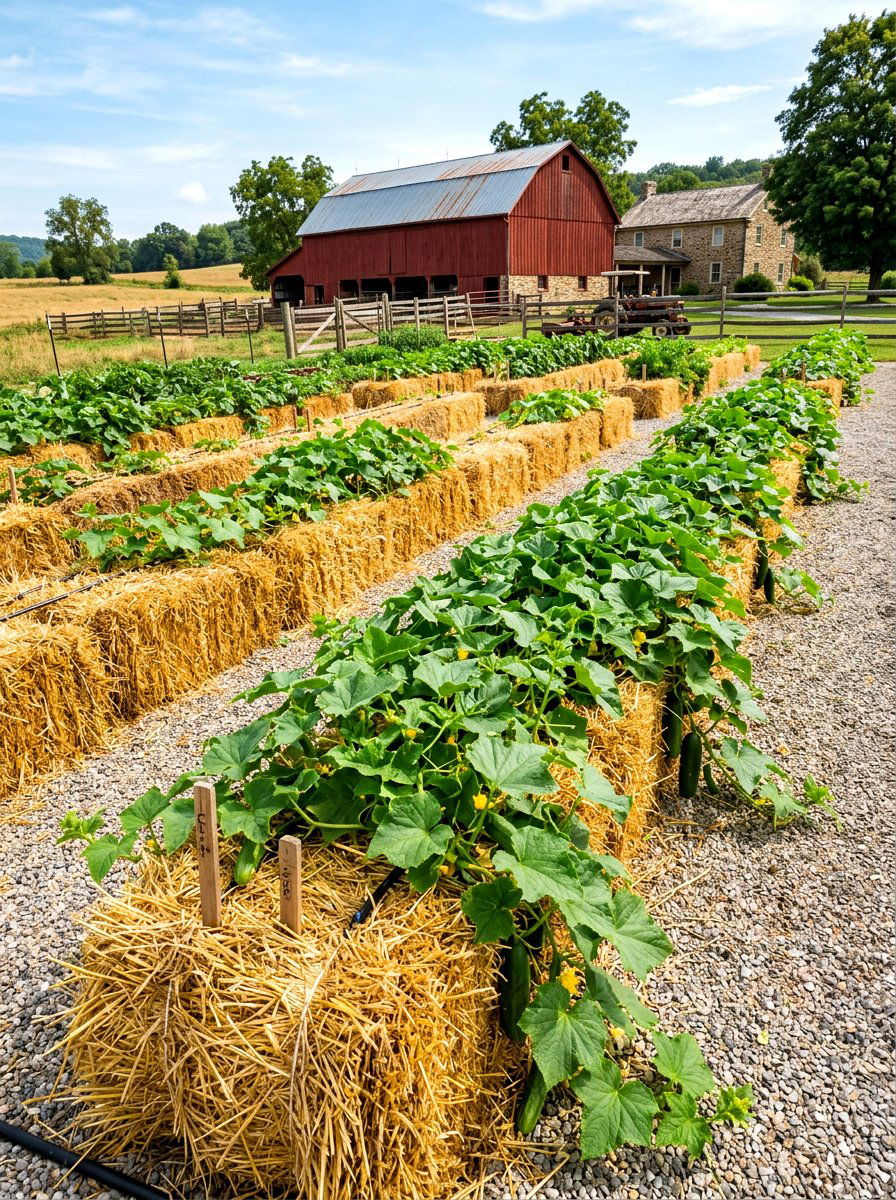 Straw Bale Vegetable Garden - 30 beginner vegetable garden ideas
