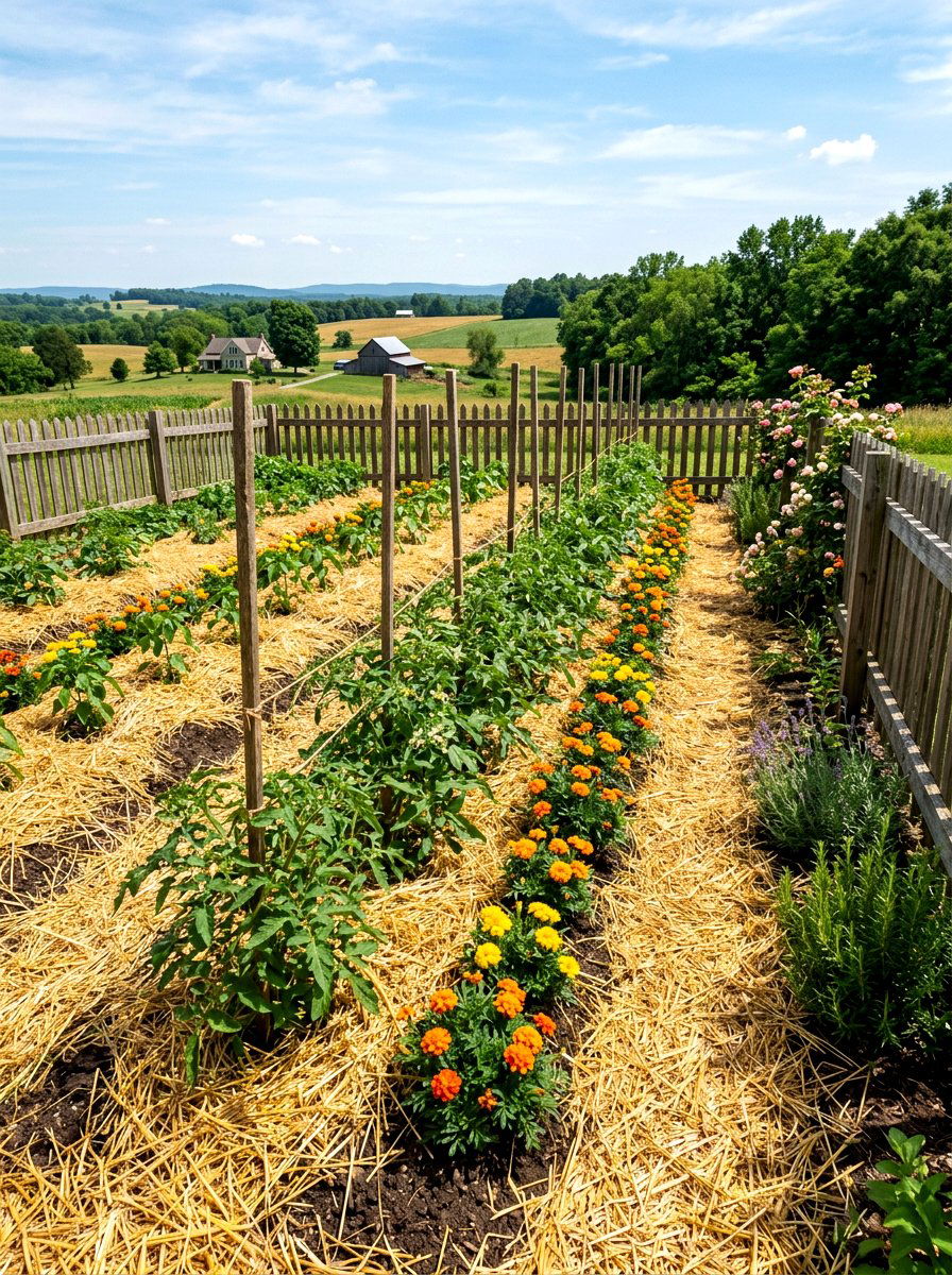 Straw Mulch - 30 flower bed mulch ideas